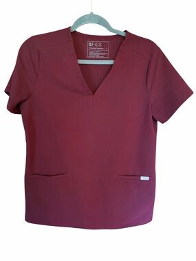 FIGS FW1100 Scrub Technical Collection Short Sleeve Top Crimson Women’s S